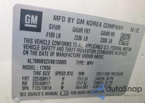 2022 Chevrolet Trailblazer Ls z USA, uszkodzony, nr VIN KL79MMS2XNB128885